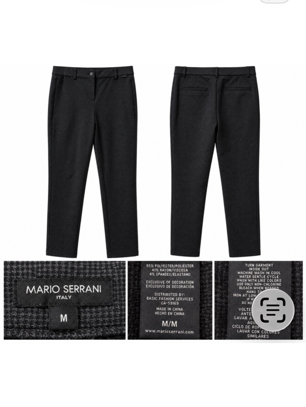 Mario Serrani Charcoal Micro-Check Trousers – Size M
